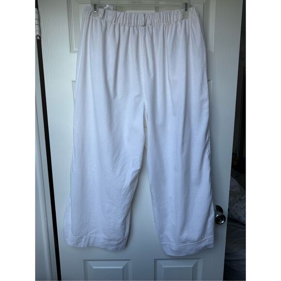 Banana Republic Rowan Wide-Leg Size 16 White Linen Blend Pull on Pants - Picture 3 of 3